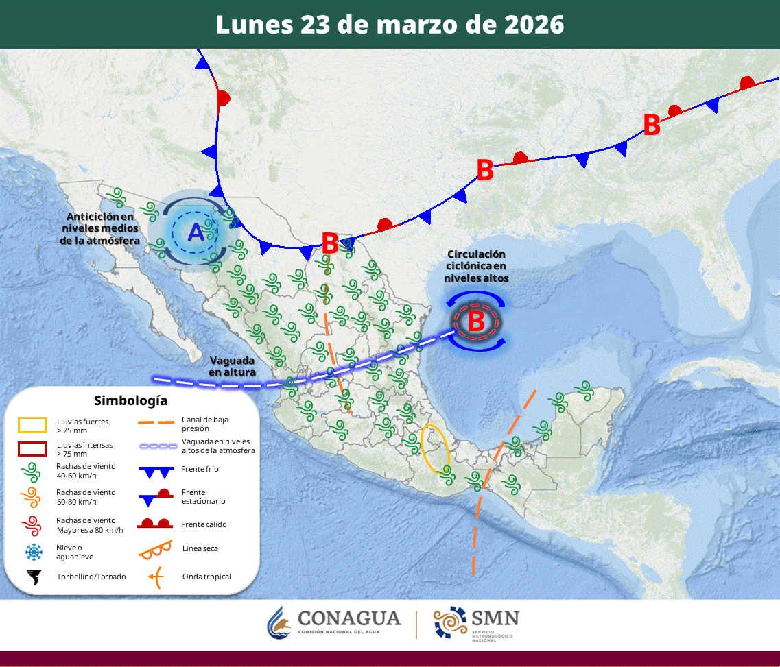 clima en mexico este 23 de marzo