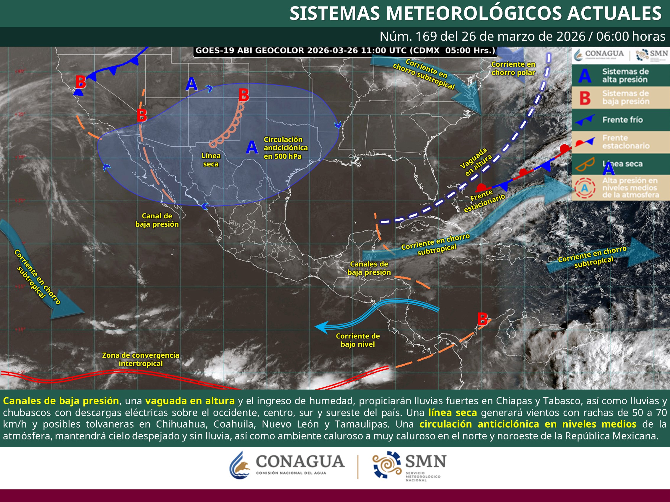 clima en mexico este 26 de marzo de 2026
