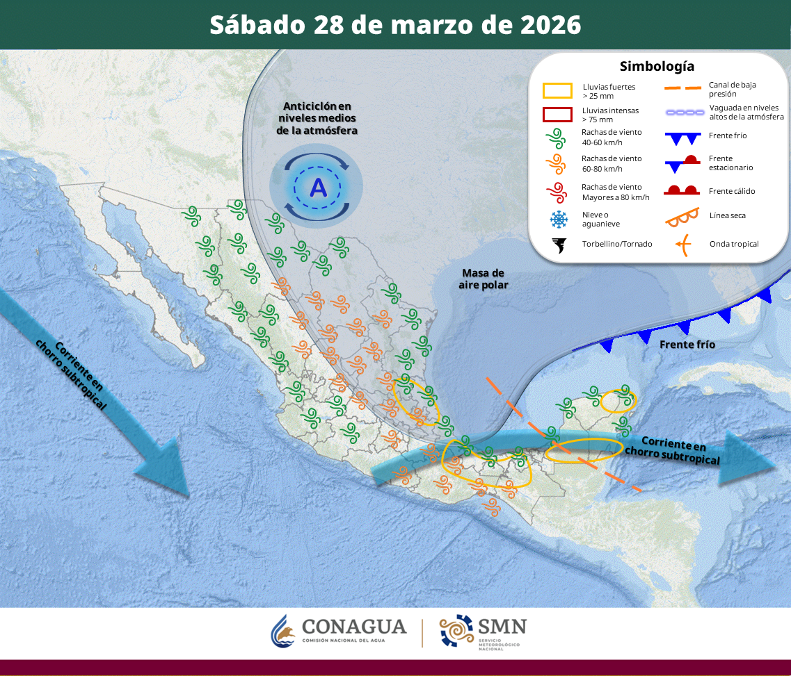 clima en mexico este 26 de marzo de 2026