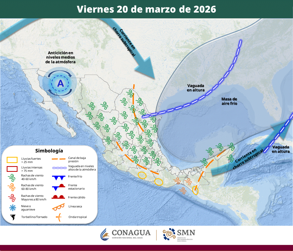 clima en mexico este 20 de marzo de 2026