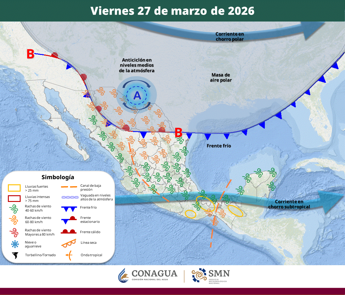 el clima en mexico hoy 25 de marzo