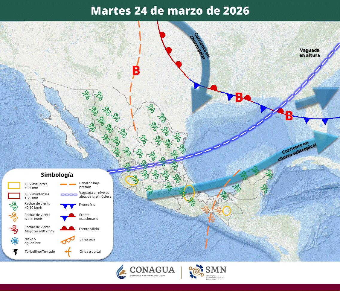 el clima en sinaloa y mexico este 24 de marzo