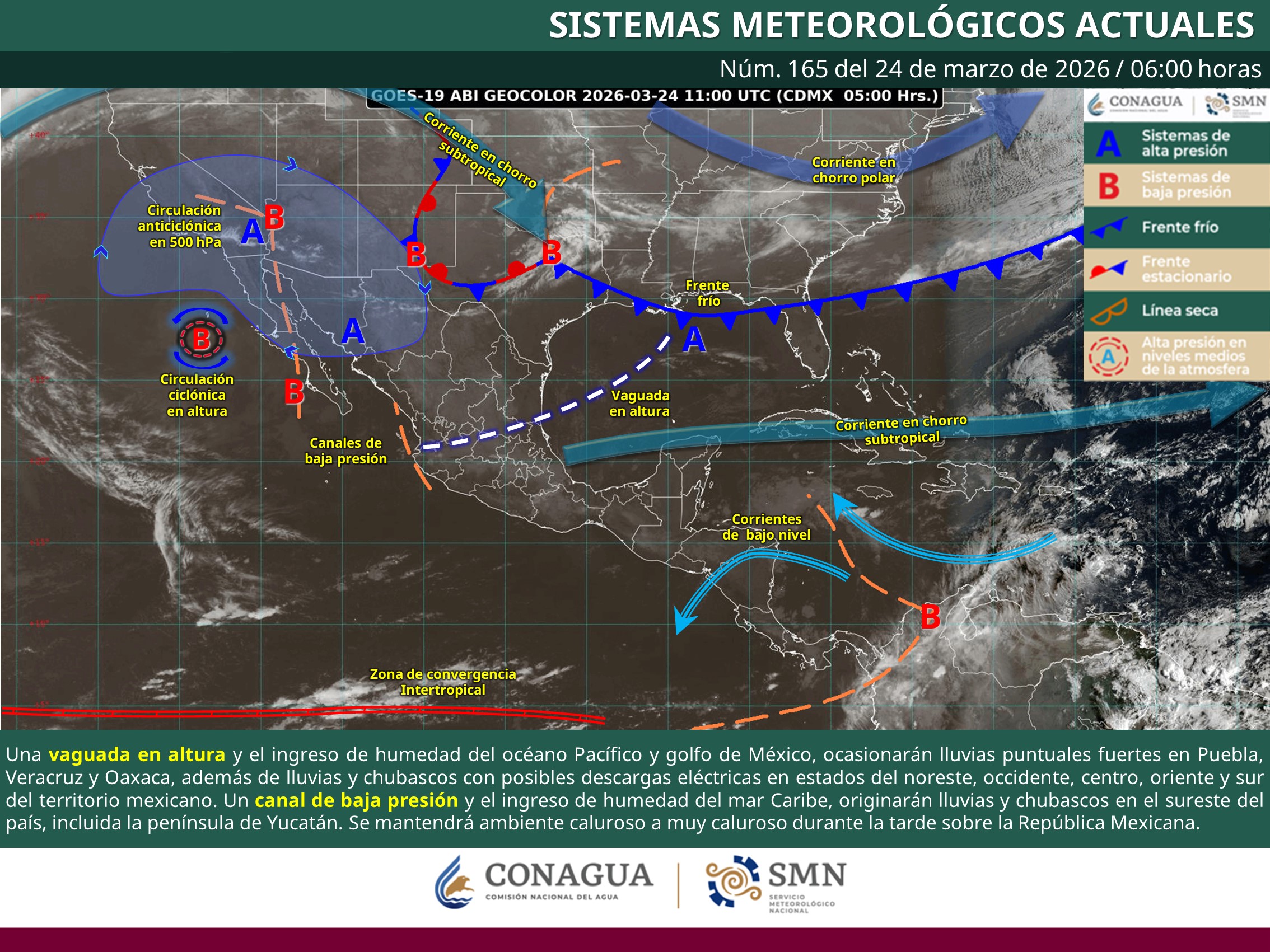 el clima en sinaloa y mexico este 24 de marzo