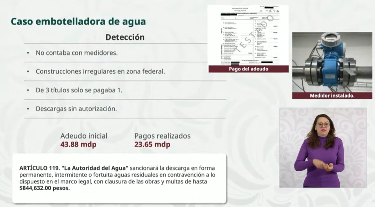 Información de la Conagua sobre caso de embotelladora
