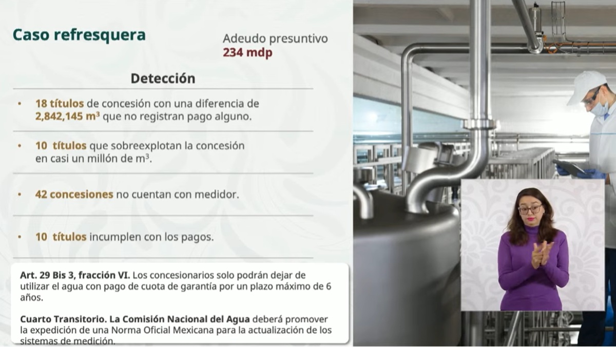 Información de la Conagua sobre caso de refresquera