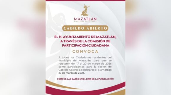Ya puedes registrarte para participar en la sesión de Cabildo Abierto en Mazatlán, Sinaloa