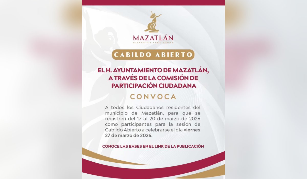 Convocatoria de participación para el Cabildo Abierto de Mazatlán