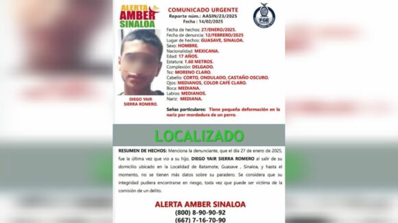 FGE desactiva Alerta Amber tras el hallazgo sin vida de Diego Yair, en Guasave, Sinaloa
