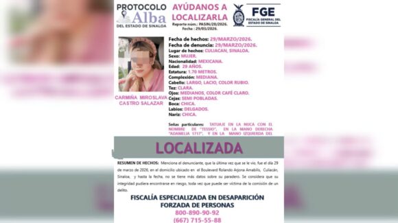 Fiscalía desactiva ficha de búsqueda de Carmiña, repostera ‘levantada’ en Culiacán, Sinaloa
