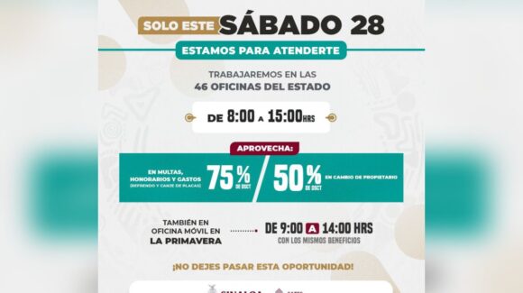 ¡Descuentos de hasta 75% en trámites vehiculares!, solo el sábado 28 de marzo, llama SATES a regularizarse