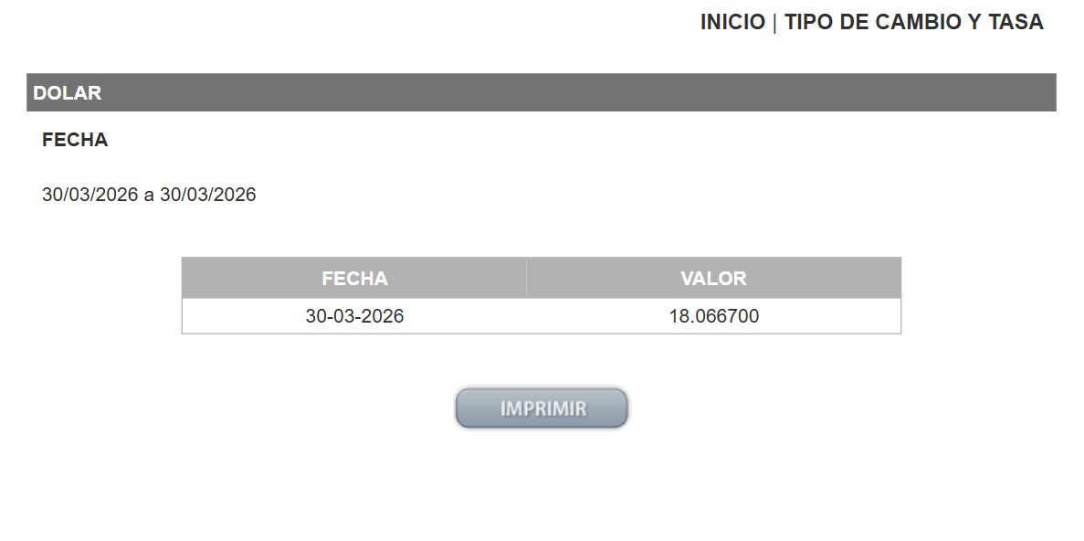 Precio del dólar en el DOF
