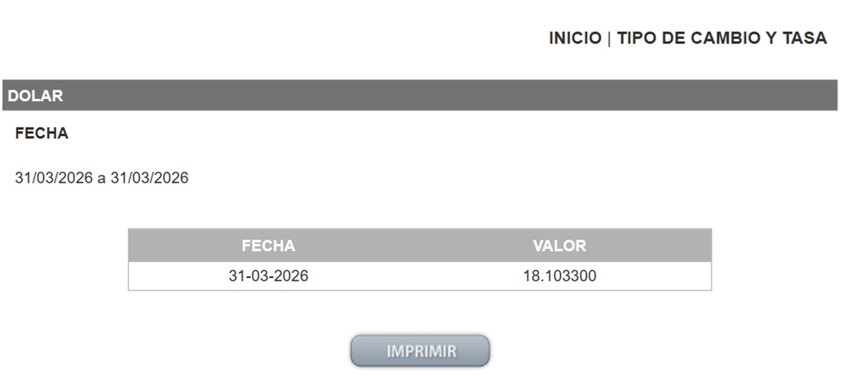 Precio del dólar en el DOF