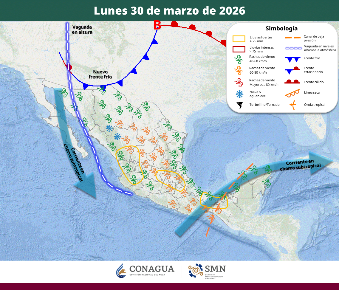 el clima en mexico este 27 de marzo