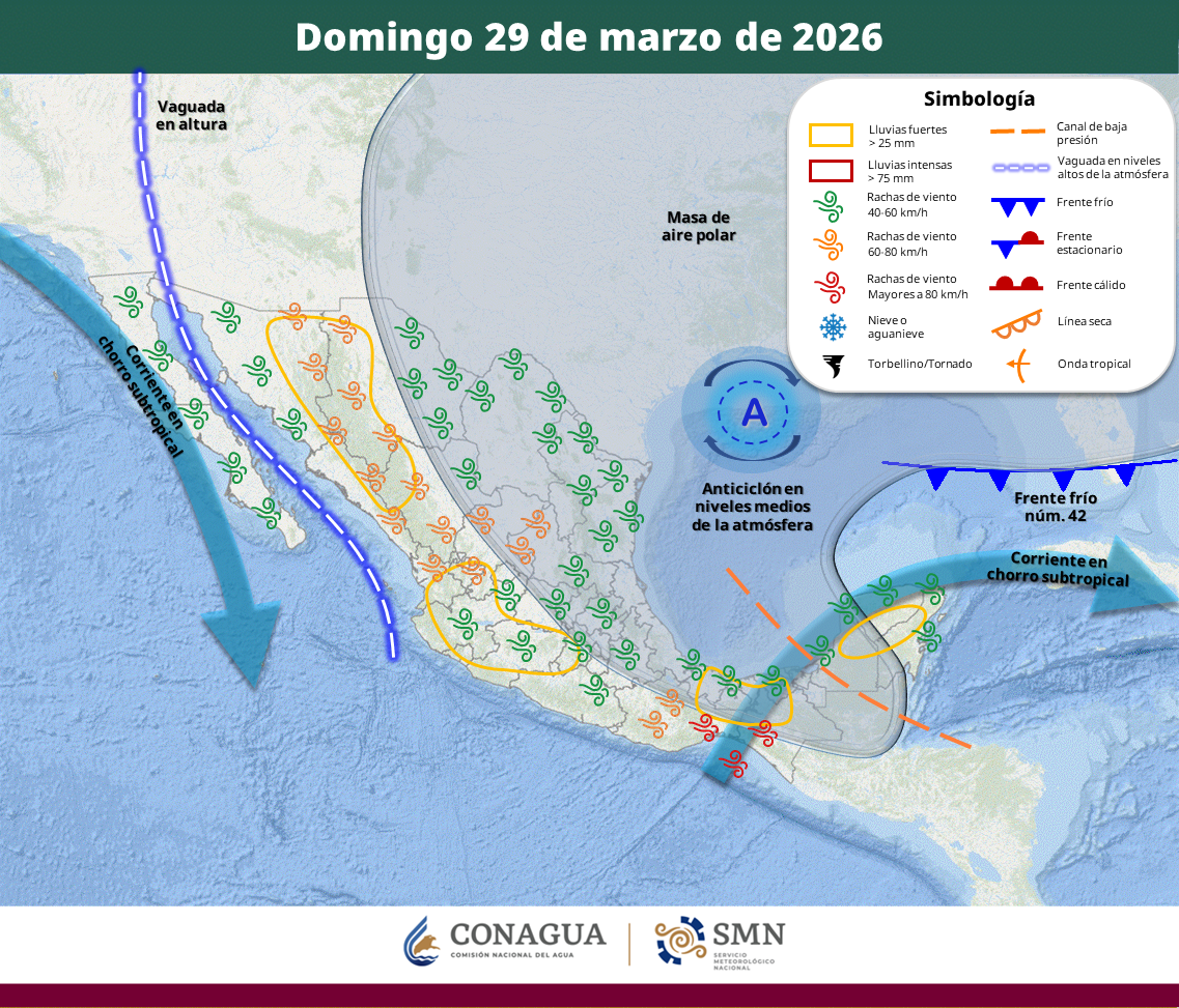el clima en mexico este 27 de marzo