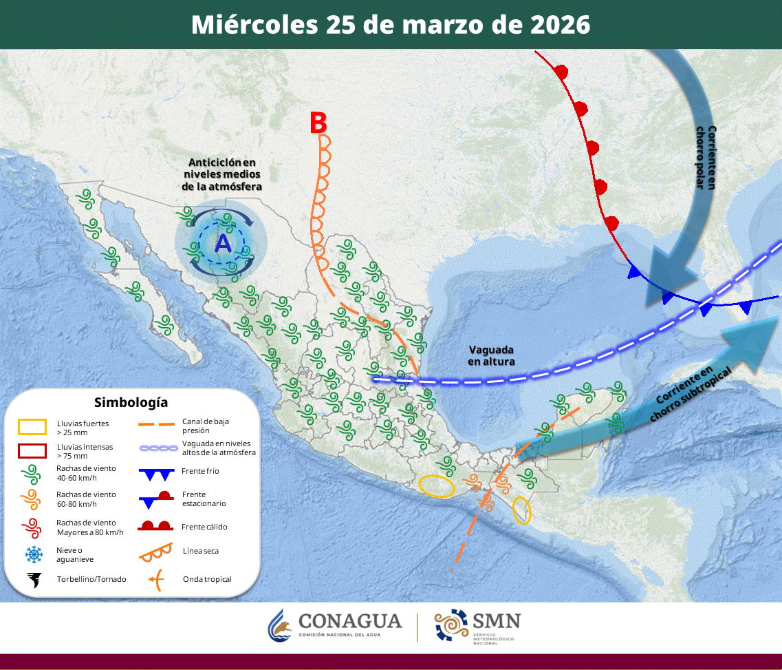 el clima en mexico hoy 25 de marzo