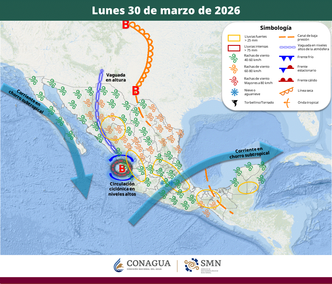 el clima en mexico hoy 30 de marzo