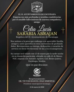 Esquela de regidora del PRI