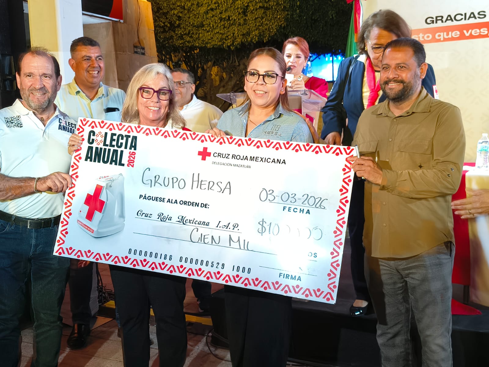HERSA Corporativo dona 100 mil pesos a colecta de Cruz Roja Mazatlán