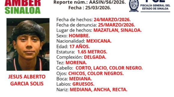 Activan Alerta Ámber en Sinaloa por la desaparición de Jesús Alberto en Mazatlán, Sinaloa