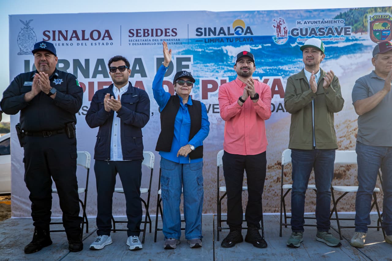 Jornada de "Sinaloa limpia tu playa" en Las Glorias, Guasave