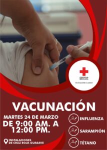 Jornada de vacunación gratuita en Cruz Roja Guasave
