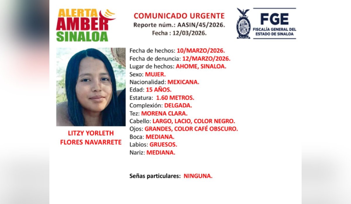 Litzy Yorleth Flores Navarrete, desaparecida en Ahome