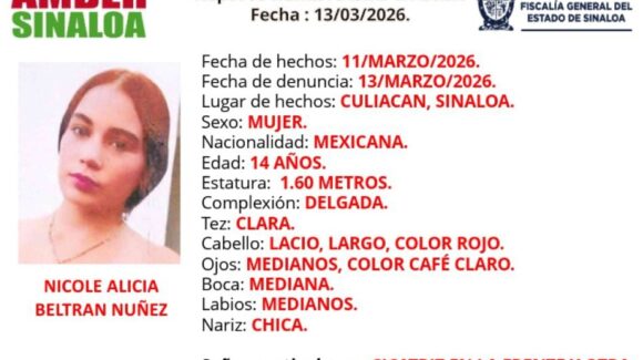 Buscan a Nicole Alicia, adolescente de 14 años de edad desaparecida el 11 de marzo en El Diez, Culiacán 