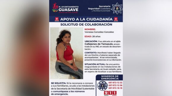 Localizan a mujer desorientada en la zona industrial de Guasave, Sinaloa; autoridades buscan a sus familiares