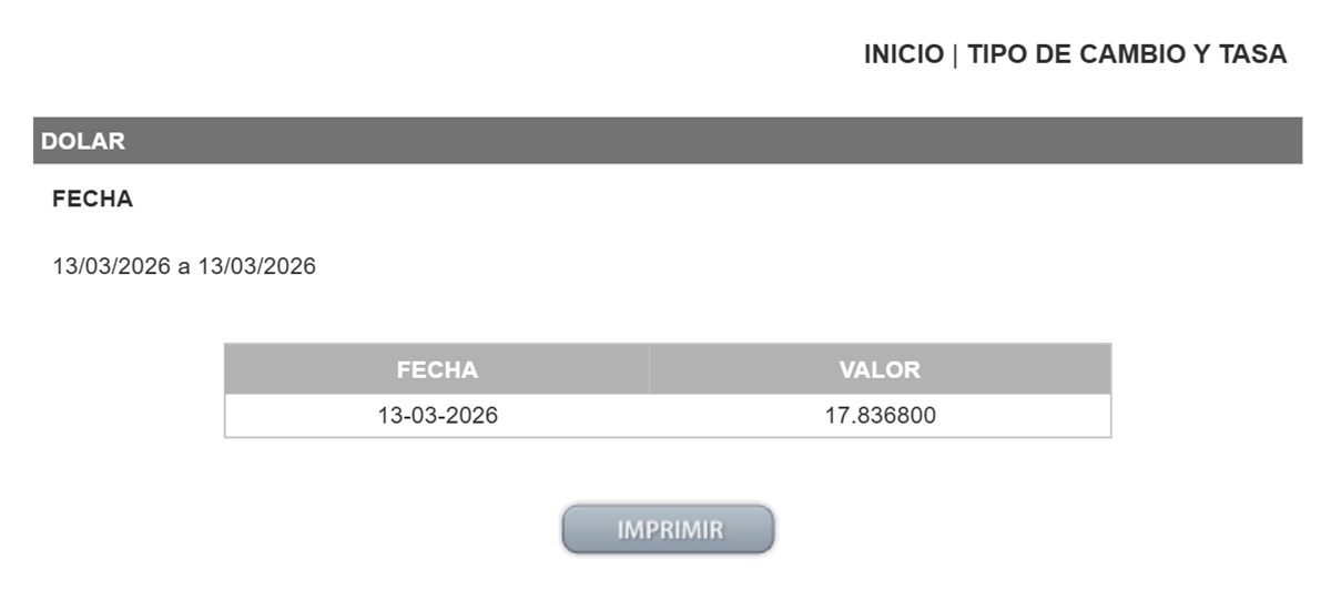 Precio del dólar en el DOF