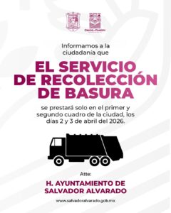Recolección de basura en Salvador Alvarado