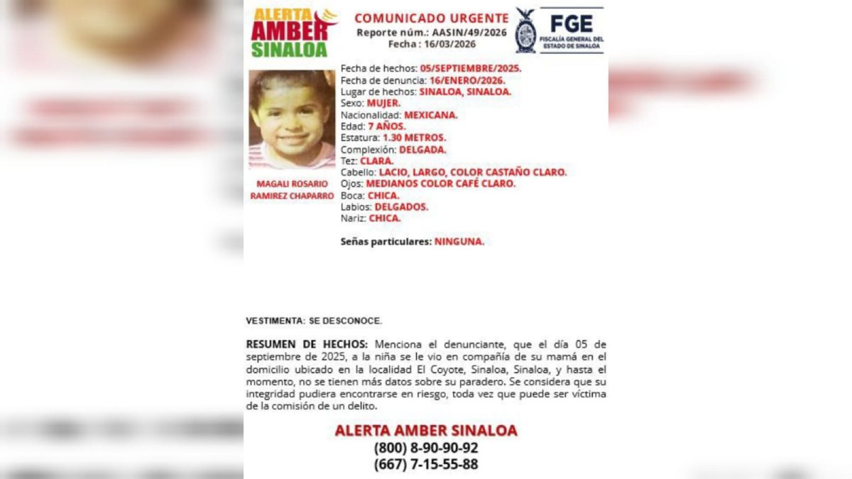 reportan desaparicion de niña de 7 años en el municipio de sinaloa
