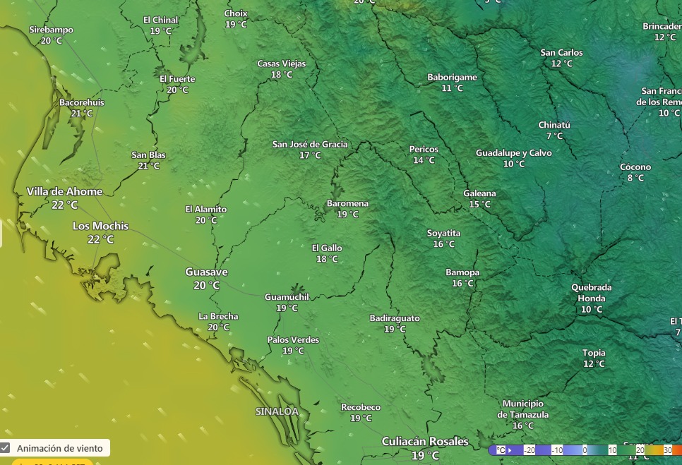 temperaturas en sinaloa este 23 de marzo
