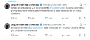 Tuits sobre la supuesta mala salud de AMLO