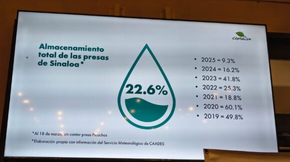 Sinaloa consume el doble de agua de la que recibe: Conselva advierte riesgo de “bancarrota hídrica”