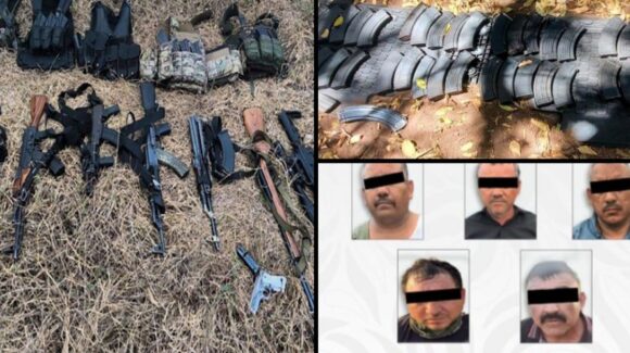 Operativo en Escuinapa, Sinaloa deja cinco detenidos y arsenal asegurado