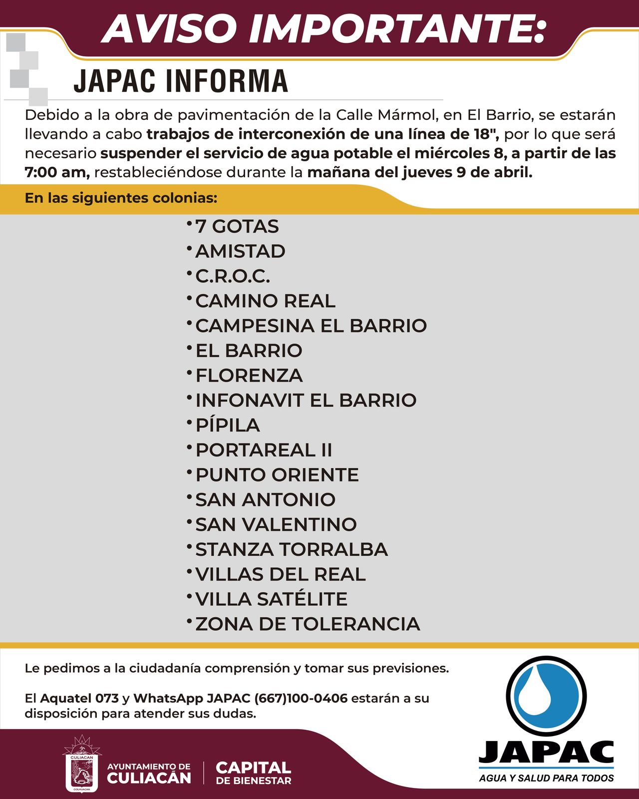 Aviso de JAPAC