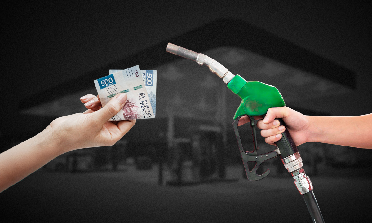 Bomba de gasolina y dinero