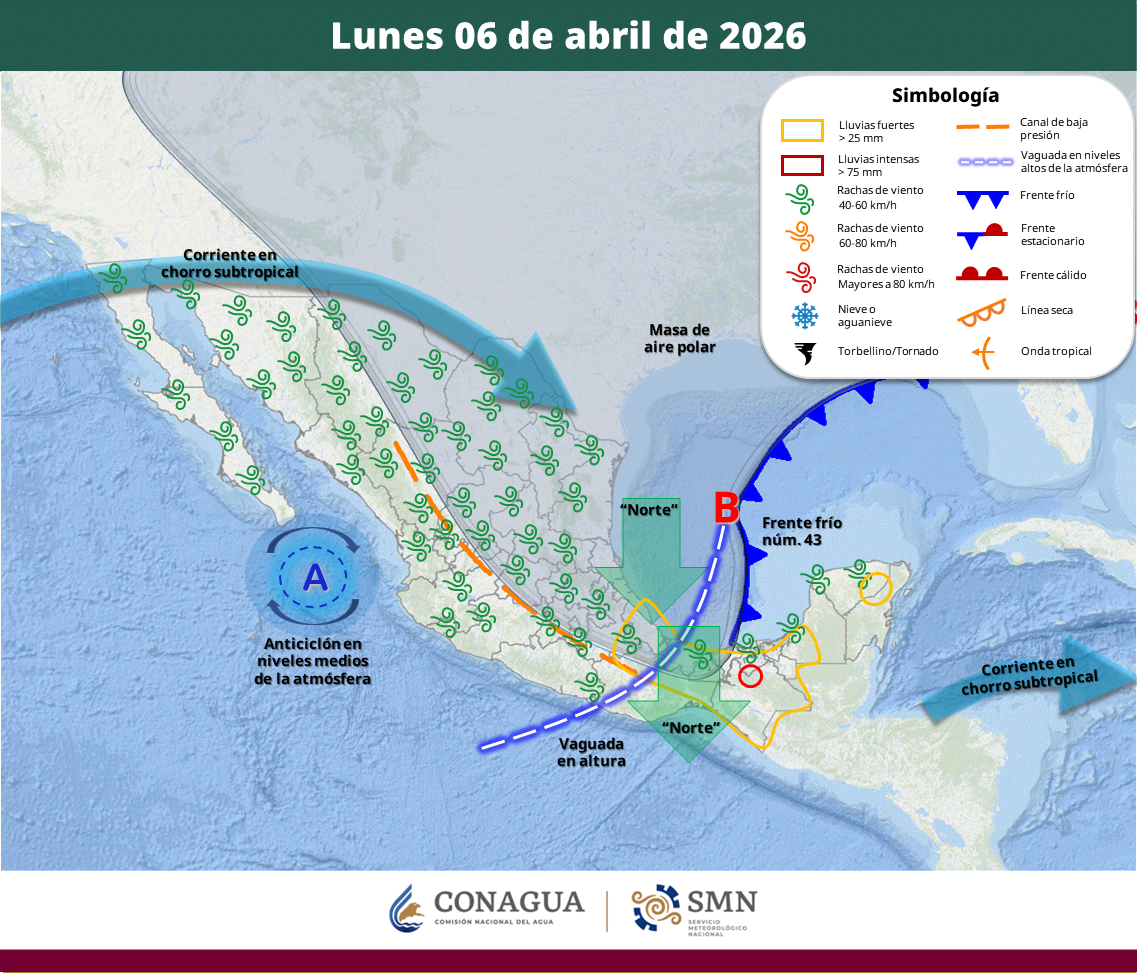 el clima en mexico este 06 de abril
