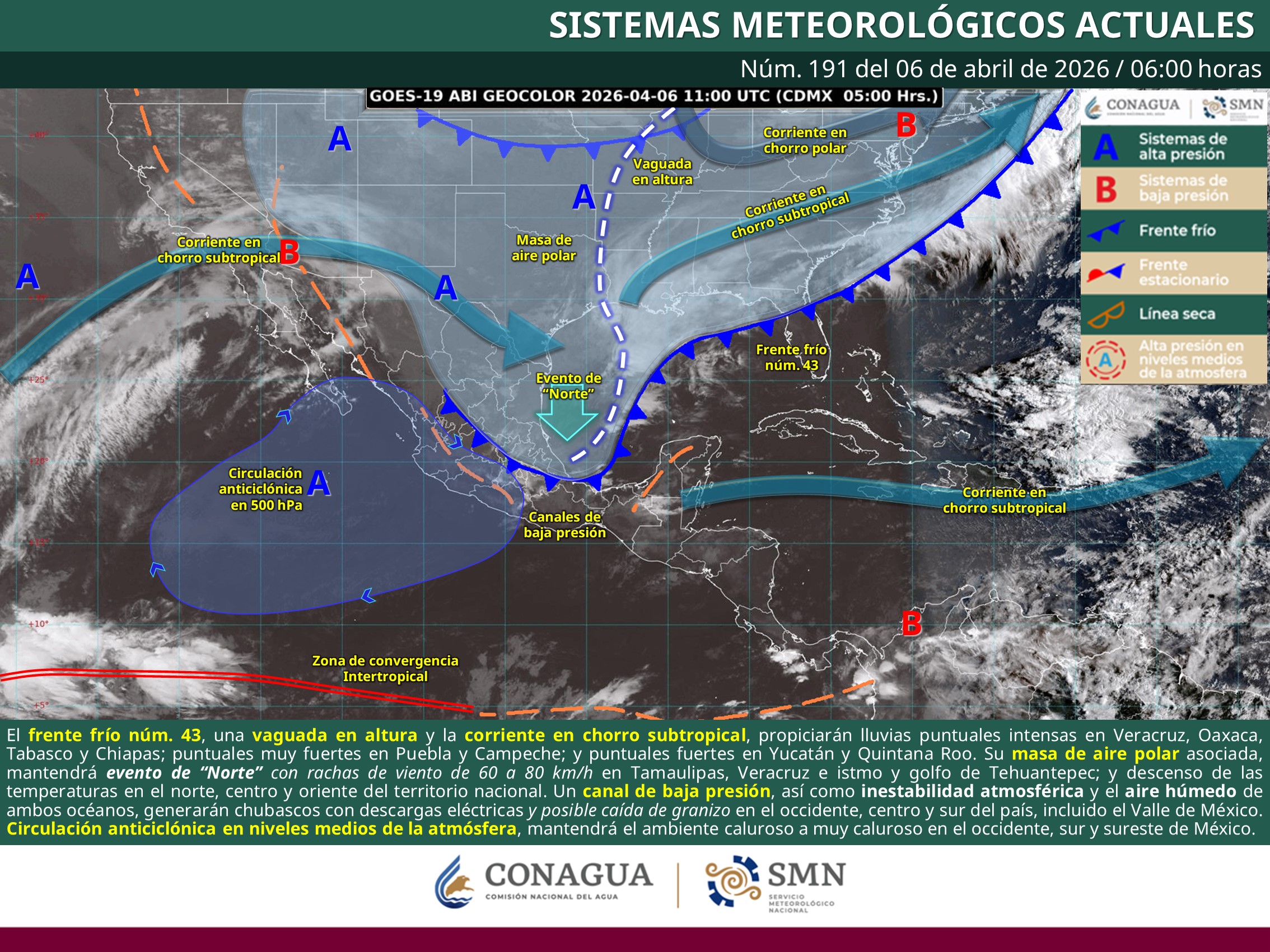 el clima en mexico este 06 de abril