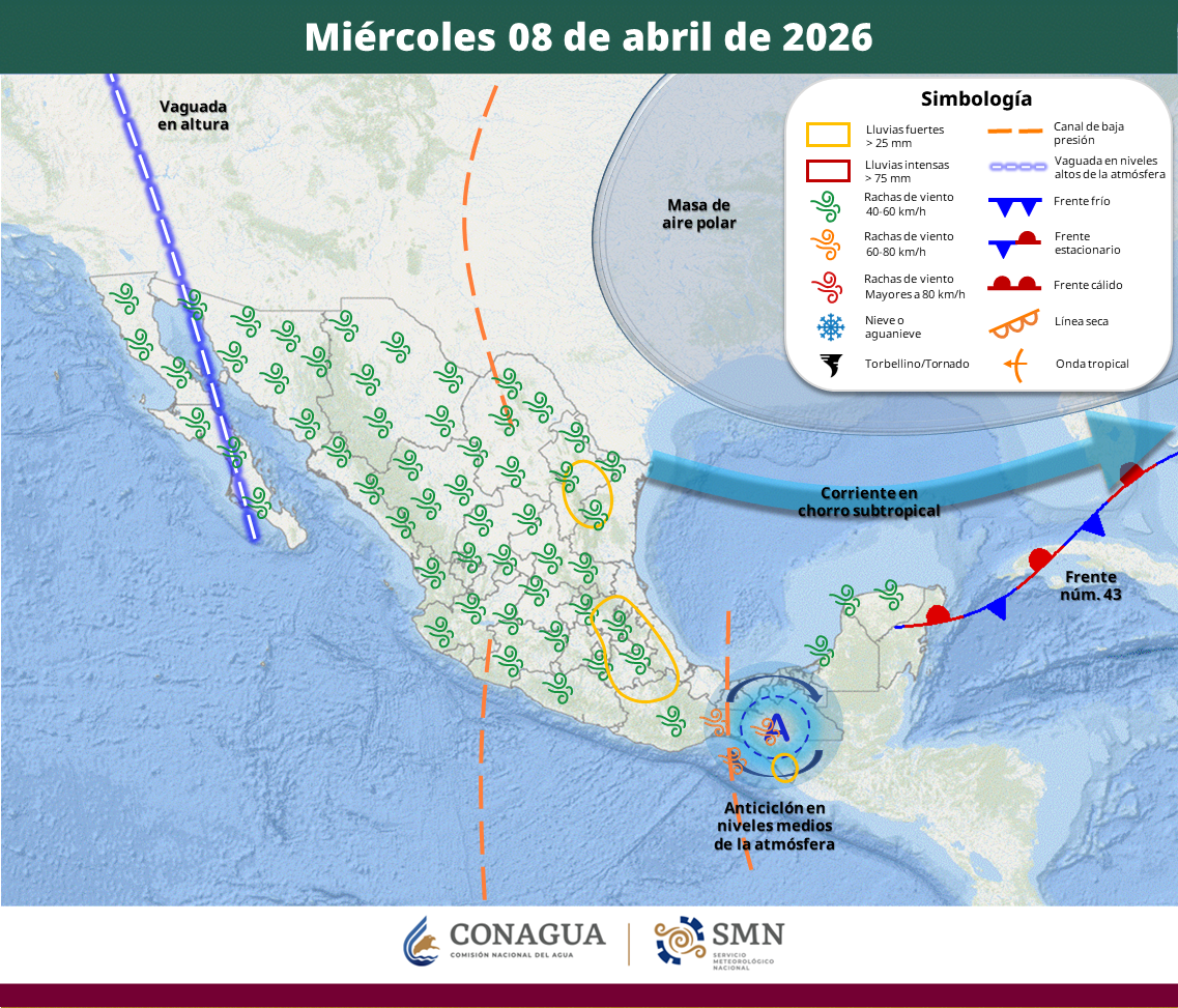 clima en mexico este 08 de abril