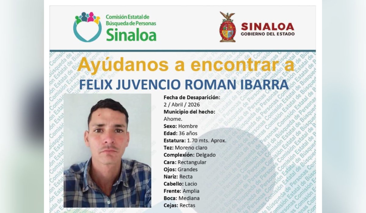 Félix Juvencio Román Ibarra, desaparecido en Los Mochis