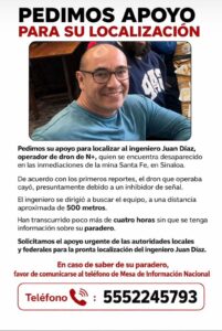 Ficha de petición de localización de Juan Díaz, corresponsal de Televisa
