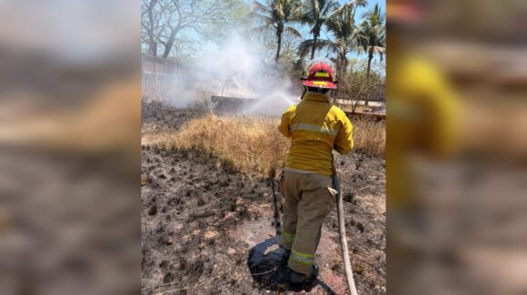 Fuego avanza en El Zapote, Mazatlán, Sinaloa y amenaza maquinaria; bomberos logran controlarlo