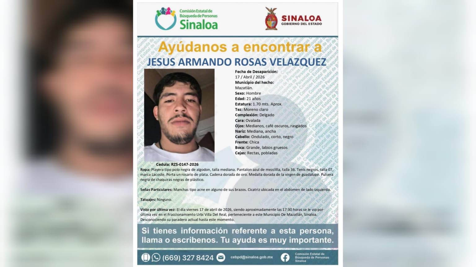 Ficha de búsqueda para Jesús Armando