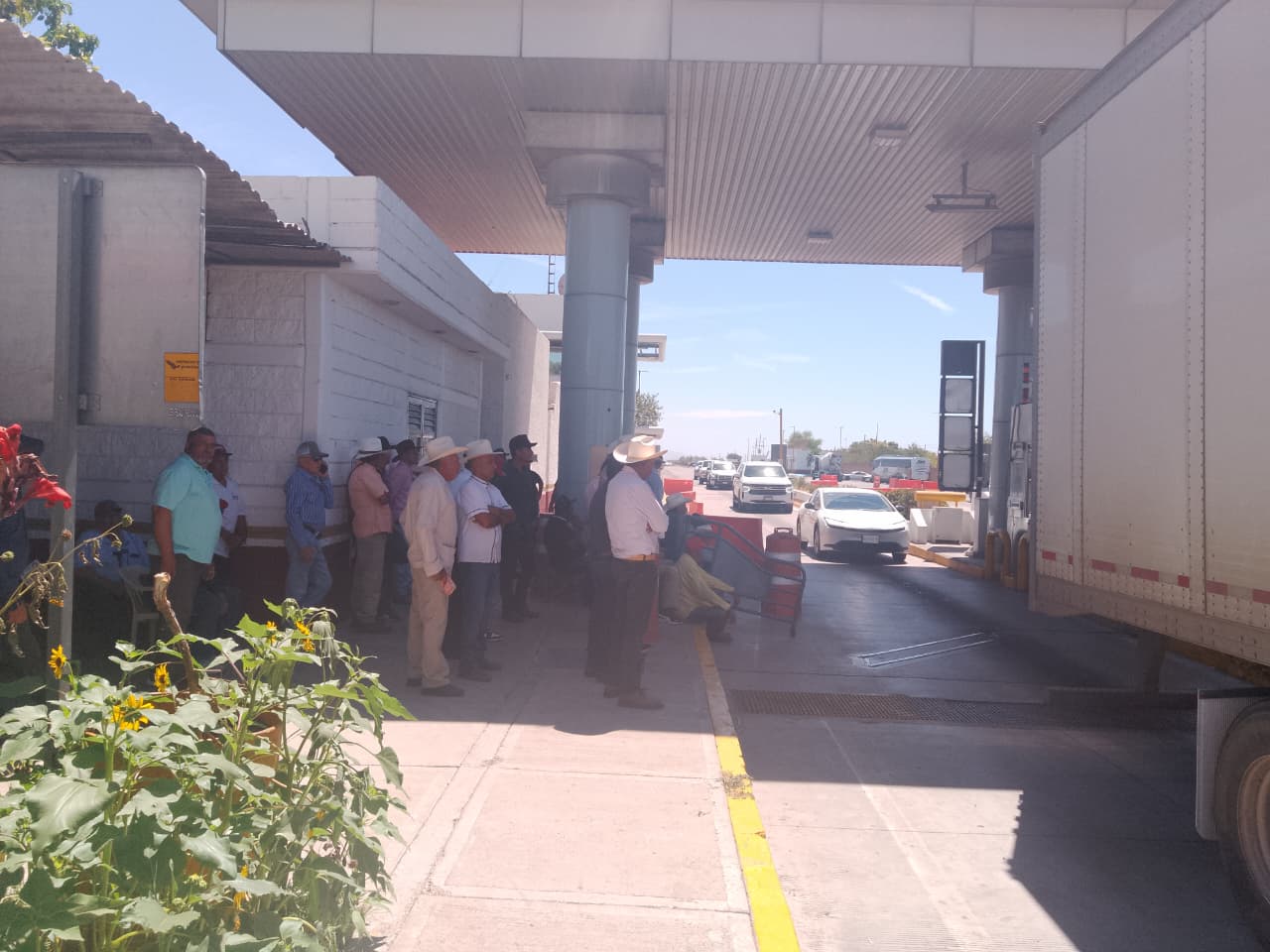 Manifestación de productores en caseta de Cuatro Caminos, Guasave