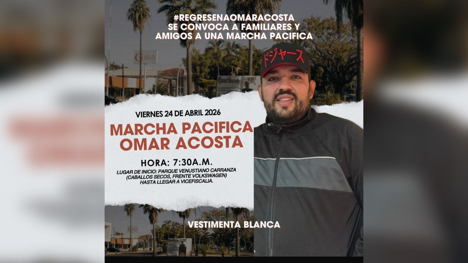 Familiares de Omar Acosta, desaparecido en Mazatlán, marcharán en Los Mochis para exigir justicia