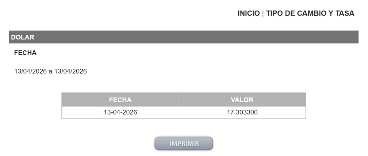 Precio del dólar en el Diario Oficial de la Federación