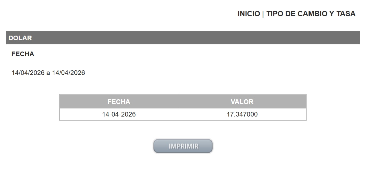 Precio del dólar en el DOF