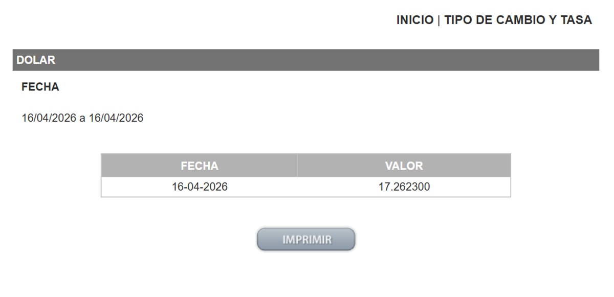 Precio del dólar en el DOF