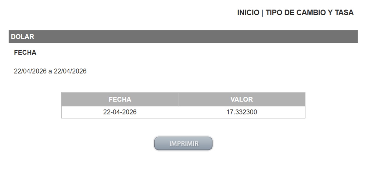 Precio del dólar en el DOF